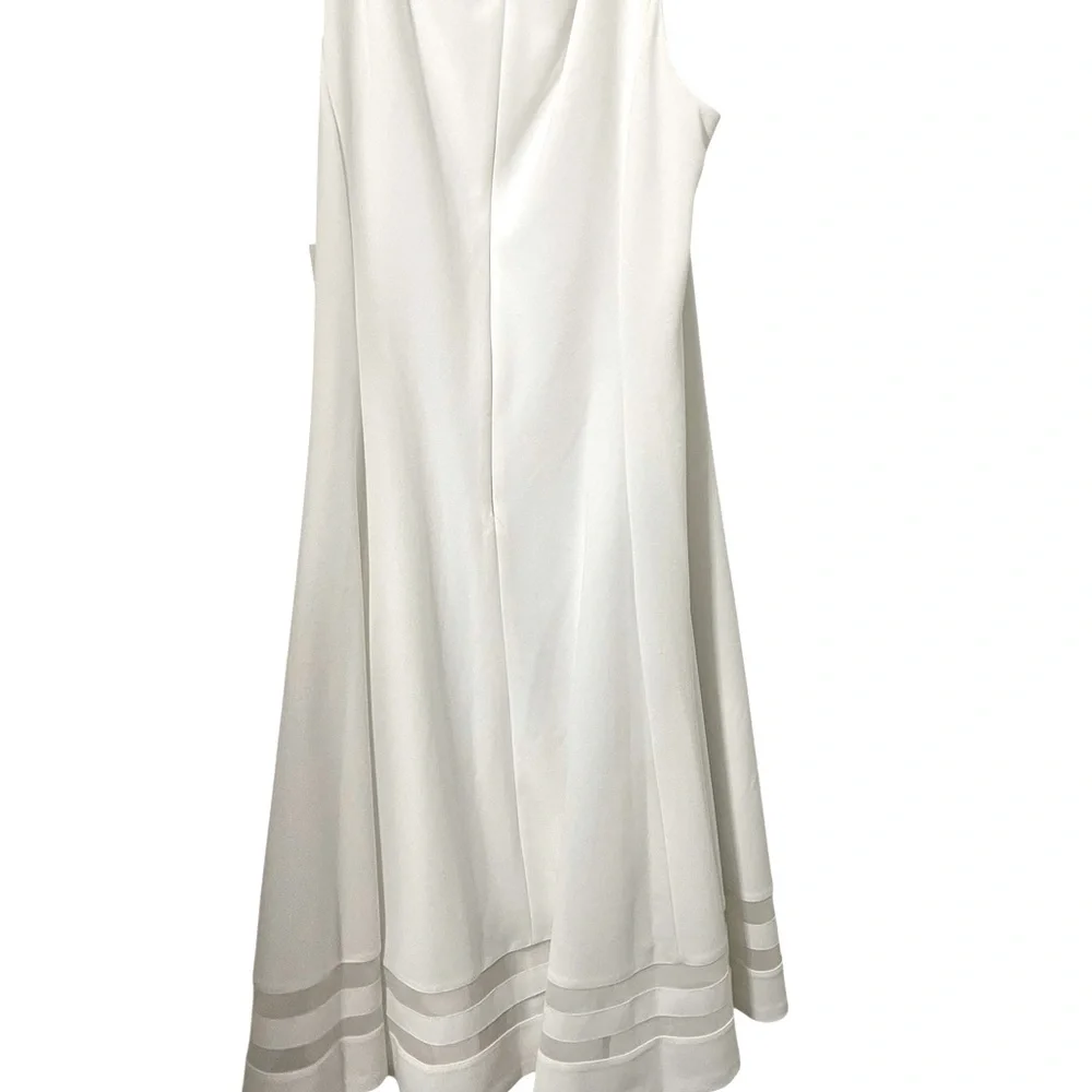 💚💙🌼NWT CALVIN KLEIN MESH INSERT DRESS. Elegant White Sleeveless Dress - Picture 8 of 9
